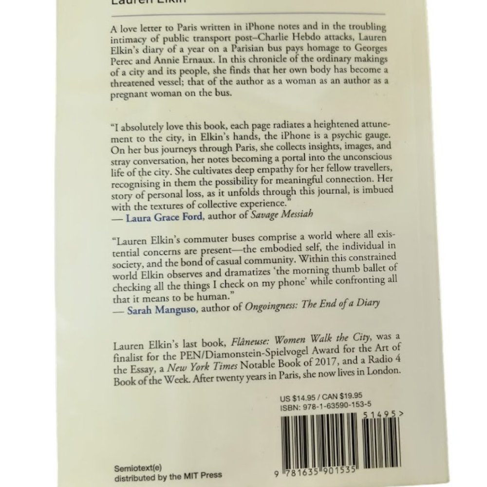 No. 91/92: A Diary of a Year on the Bus by Lauren Elkin | Paperback - Picture 2 of 3
